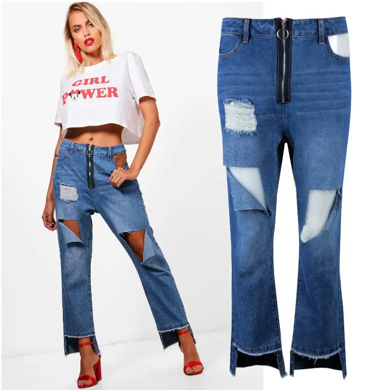 Сексуальные женские джинсы Стрейчевые рваные с высокой талией|sexy jeans woman|jeans womansexy