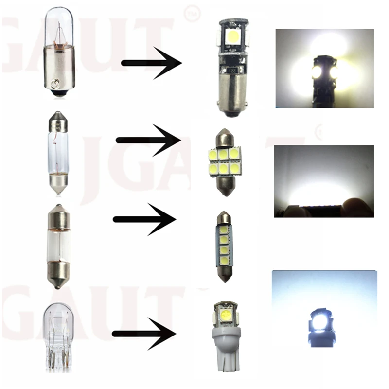 JGAUT 8 шт. LED белый красный желтый Карта Купол Лампа для лицензии лампы Mitsubishi 2003-2006