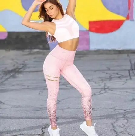 CB380 white pink set Горячая штамповка бюстгальтер Леггинсы спортивные женские фитнес леггинсы с высокой талией спортивные колготки спортивные тренировочные штаны для йоги спортивная одежда комплект для йоги - Цвет: CB380 white pink set