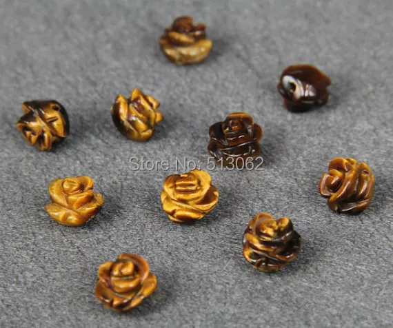 10 мм натуральный желтый тигровый глаз цветок бусины серьги Шарм резной