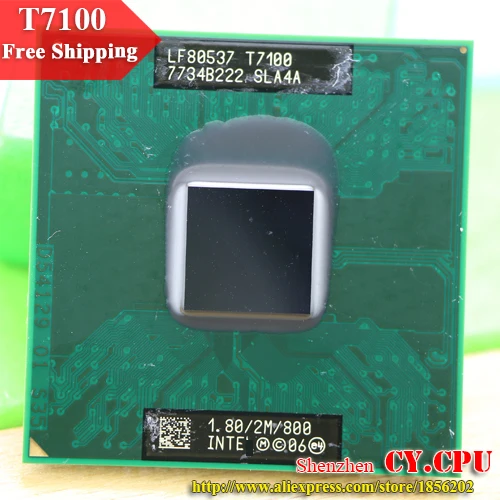 Бесплатная доставка intel cpu ноутбук Core 2 Duo T7100 2M Socket 479 cache/1 8 GHz/800/двухъядерный