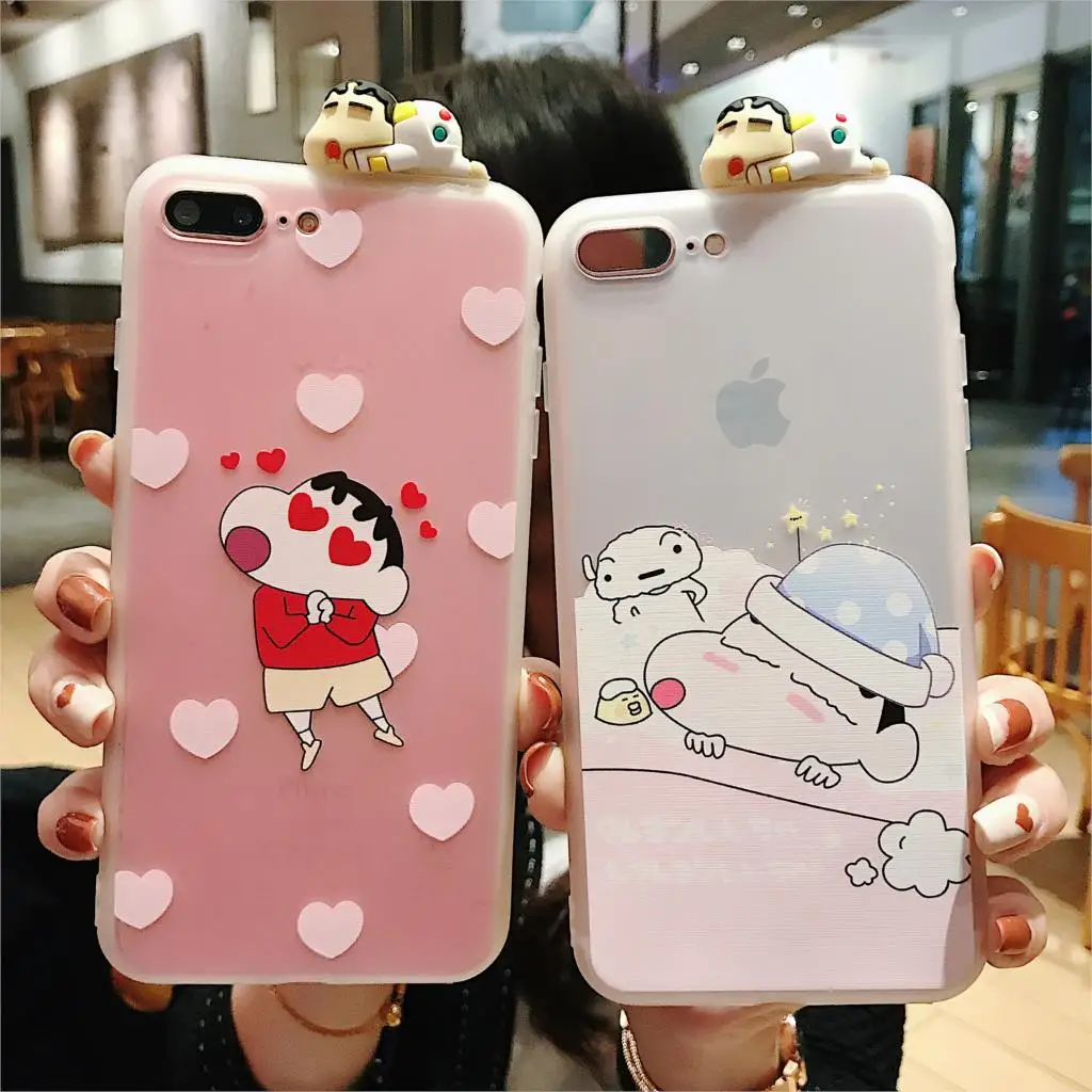 Для iPhone XS Max милый 3D Crayon Shin Chan чехол для X XR 6 7 8plus мультяшный Телефон задняя крышка +