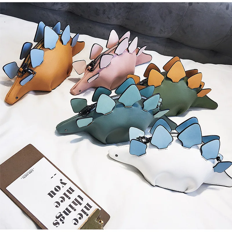 Творческий Хамелеон мультфильм сумки клапаном 3D Забавный динозавр животное