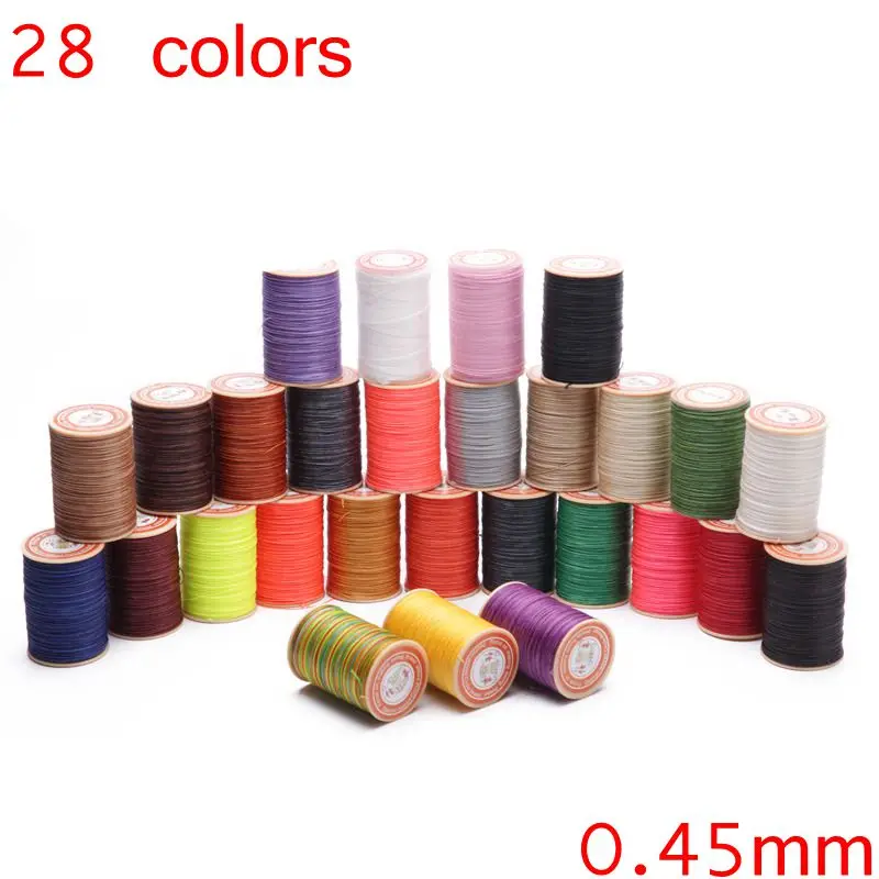 

0.45mm round wax line for leather DIY Tools Leather wallet sofa DIY handmade wax rope 0.45- 160meters 28 color for choose