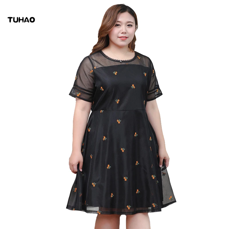 TUHAO Цветочное платье с вышивкой большого размера 10XL 9XL 8XL летнее офисное женское