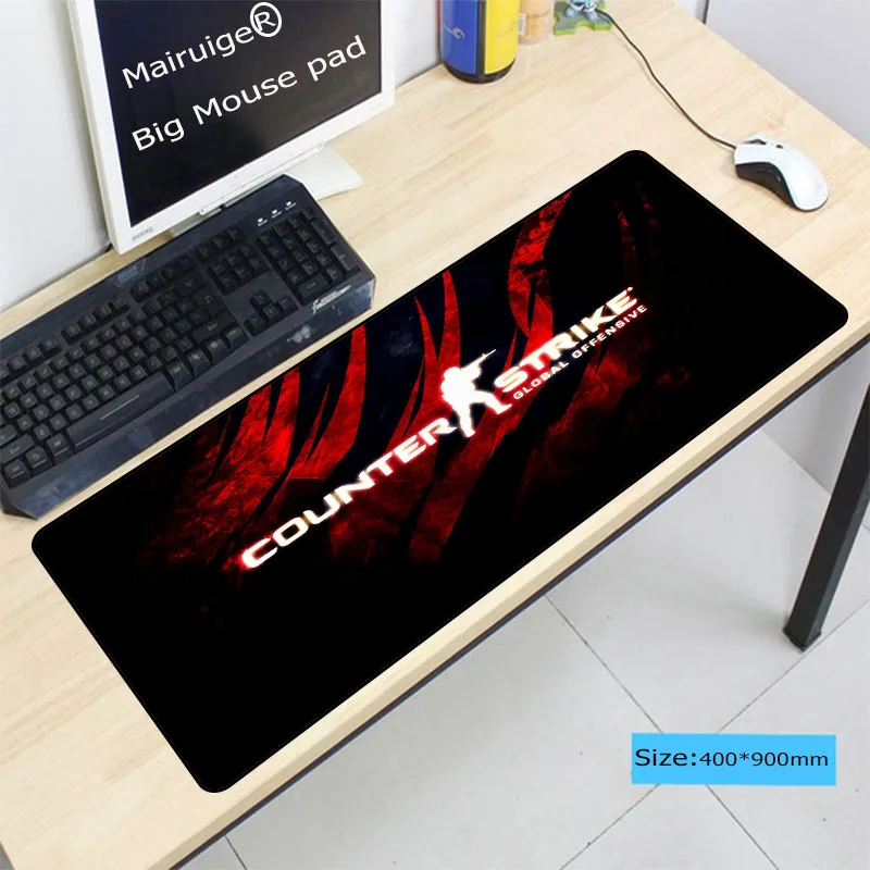Большой черный коврик для мыши Mairuige Counter Strike с фиксируемой кромкой компьютерный