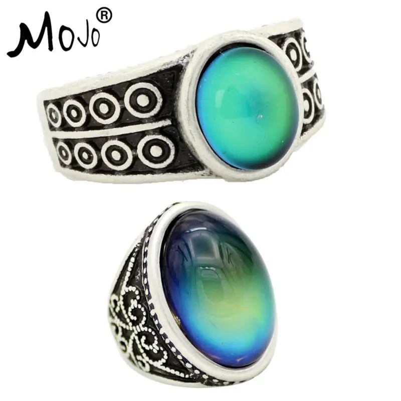 Набор колец для мужчин и женщин под античное серебро меняющие цвет цветовые