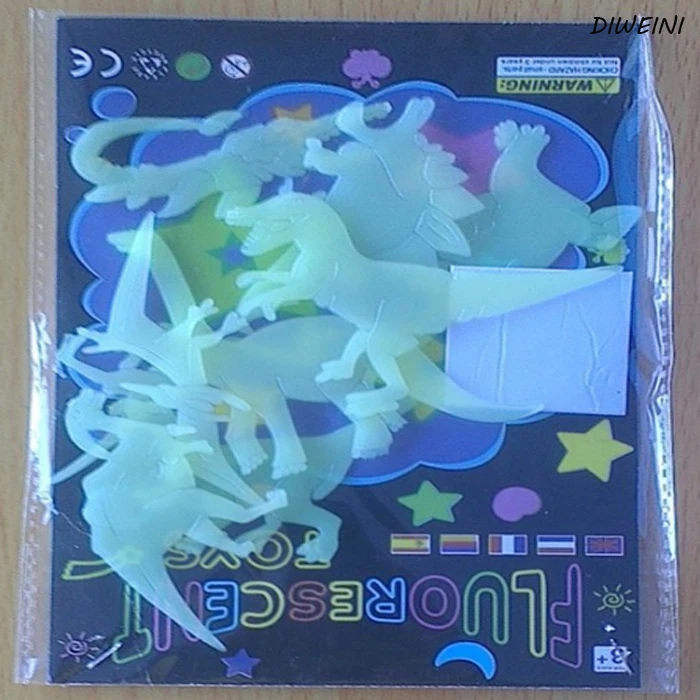 

9pcs/lot Glow In The Dark Dinosaurs Toys Stickers Ceiling Decal Baby Kid toys