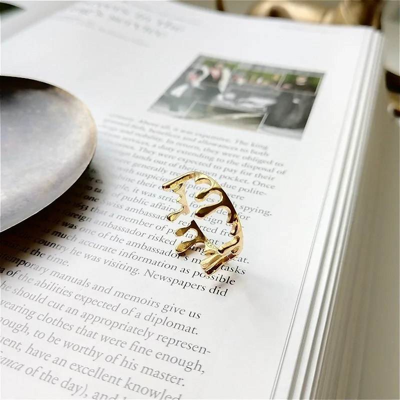 

100% 925 Sterling Silver Jewelry Open Rings For Women Personality Water droplet Flyleaf High Quality Lady gold Ring Fashion