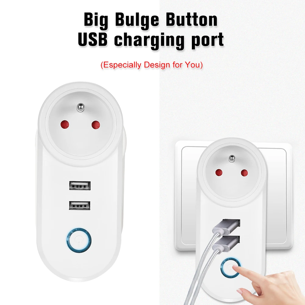 Умная Wi-Fi розетка EWeLink с разъемом EU type E Smart Plug 2* usb порт для зарядки пульт дистанционного управления смартфоном для Amazon/Google Home
