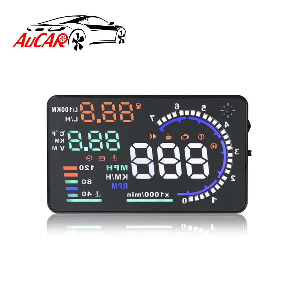

Aucar A8 HUD OBD head up display gps speedometer windshield projector System Universal Auto