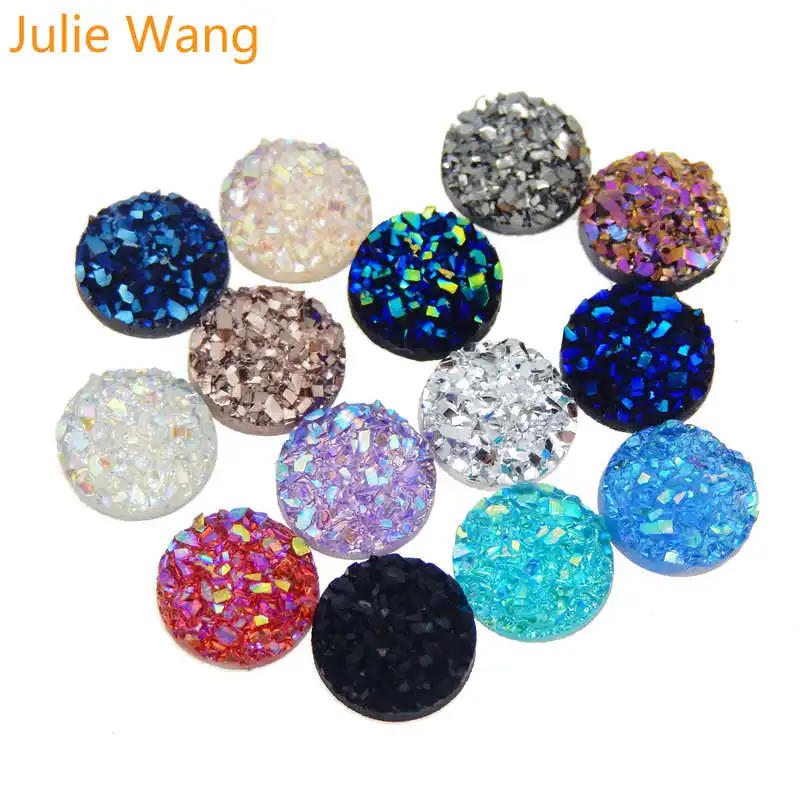 Julie Wang 100 шт. 8 мм обратная сторона из смолы друзы круглые Кабошоны камея для