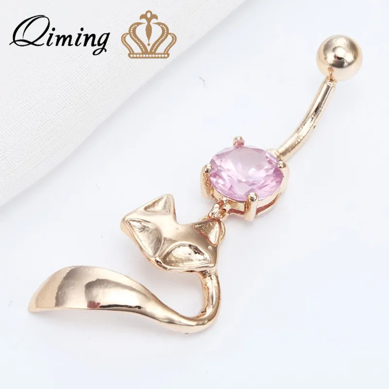 QIMING животных бижутерия для пирсинга золото модное с застежкой рисунком лисы