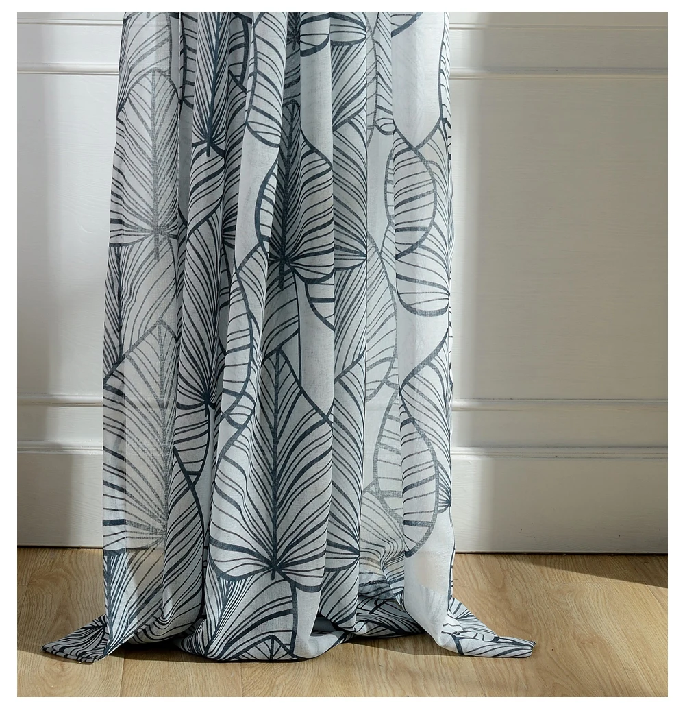 P.O.F сезон печатных оставляет шторы для гостиной лечение окно sheer home decor тюль