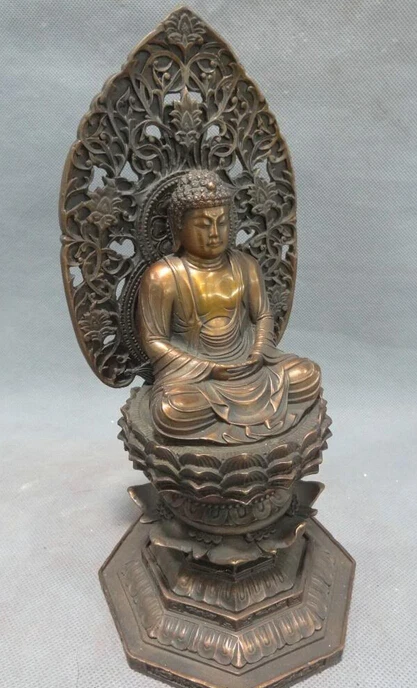 S07177 10&quot Tibet Pure Bronze Buddhism Lotus Shakyamuni Buddha Statue Sakyamuni Joss | Дом и сад