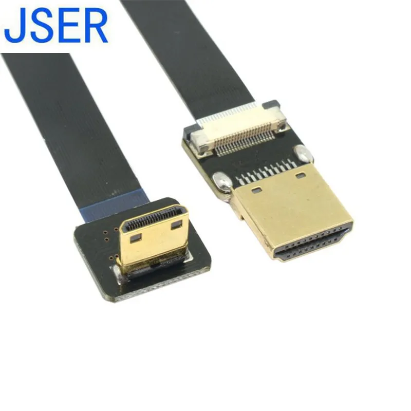 50 см 90 градусов вниз угловой FPV мини HDMI мужчина к Мужской FPC плоский кабель для