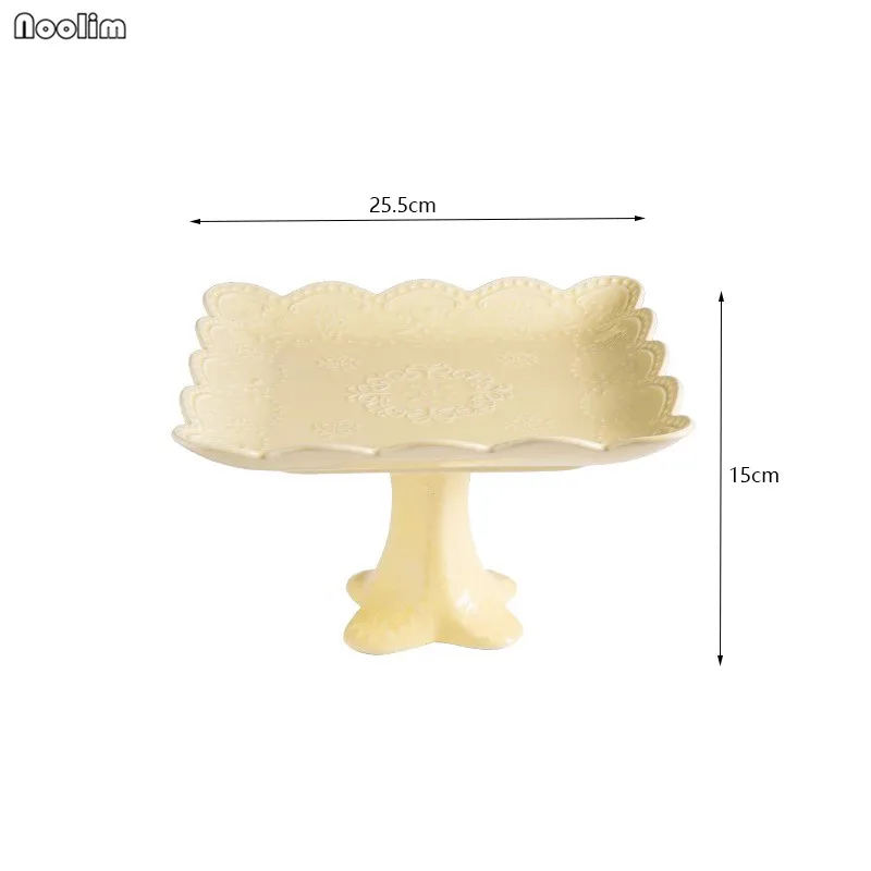 Light Yellow Square Скандинавская подставка для тортов десертов, украшение стола, керамический десертный кондитерский поднос, Настольная полка для торта, полочка для закуска к чаю, стойка для свадебного декора - Цвет: Light Yellow Square