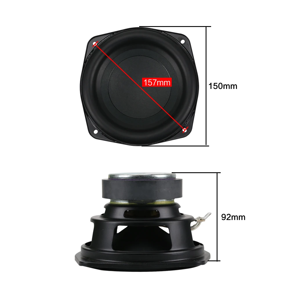 

GHXAMP 150MM 6 inch Pure Subwoofer Speaker Unit 4ohm 60W Deep Bass Speakers Home Theater Car Loudspeaker Rubber Edge 1pc