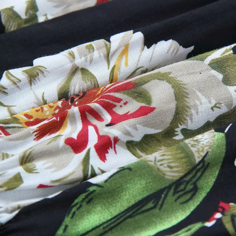 Summe women T-shirt Floral Printing Slash Neck Black White Blue Color Slimming Type Three Quarter Sleeve Women Fashion Wear | Женская