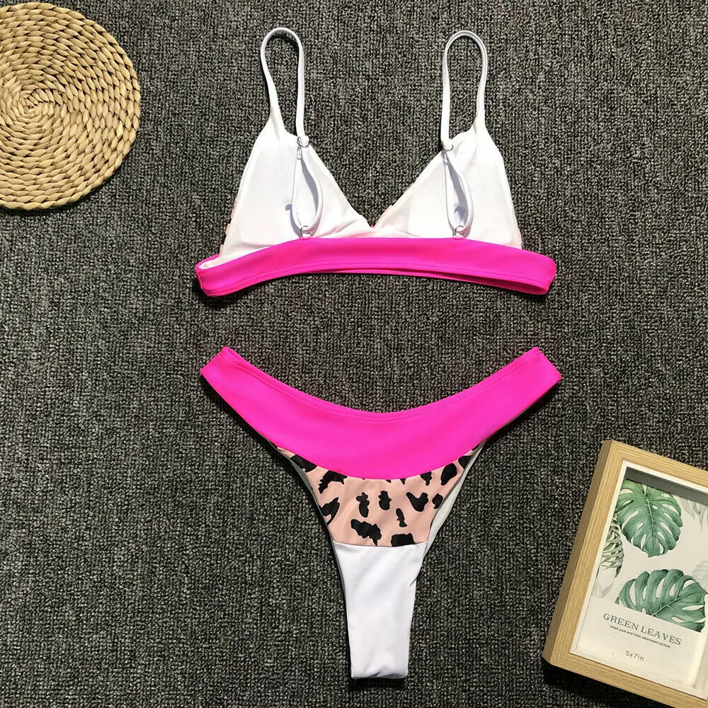 2019 летний женский сексуальный леопардовый комплект бикини в стиле пэчворк