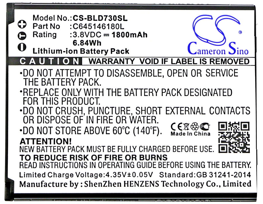 Аккумулятор Cameron Sino 1800 мАч C645146180L для BLU D730L D730U Dash 4 5|Аккумуляторы мобильных