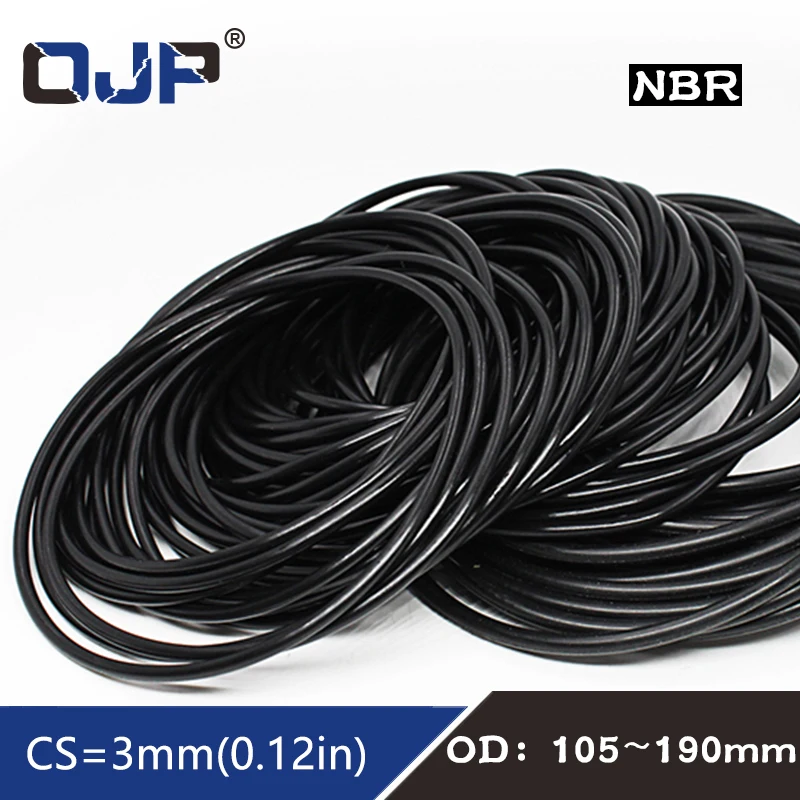 

1PC Rubber Ring NBR Sealing OD105/110/120/125/130/140/145/150/160/170/180/190*3mm O-Ring Seal Nitrile Gaskets Oil Rings Washer