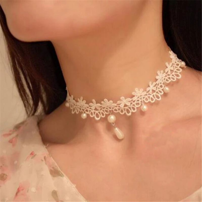 Ldscyss Мода Boho белого кружева колье Цепочки и ожерелья пикантные кулон из бисера