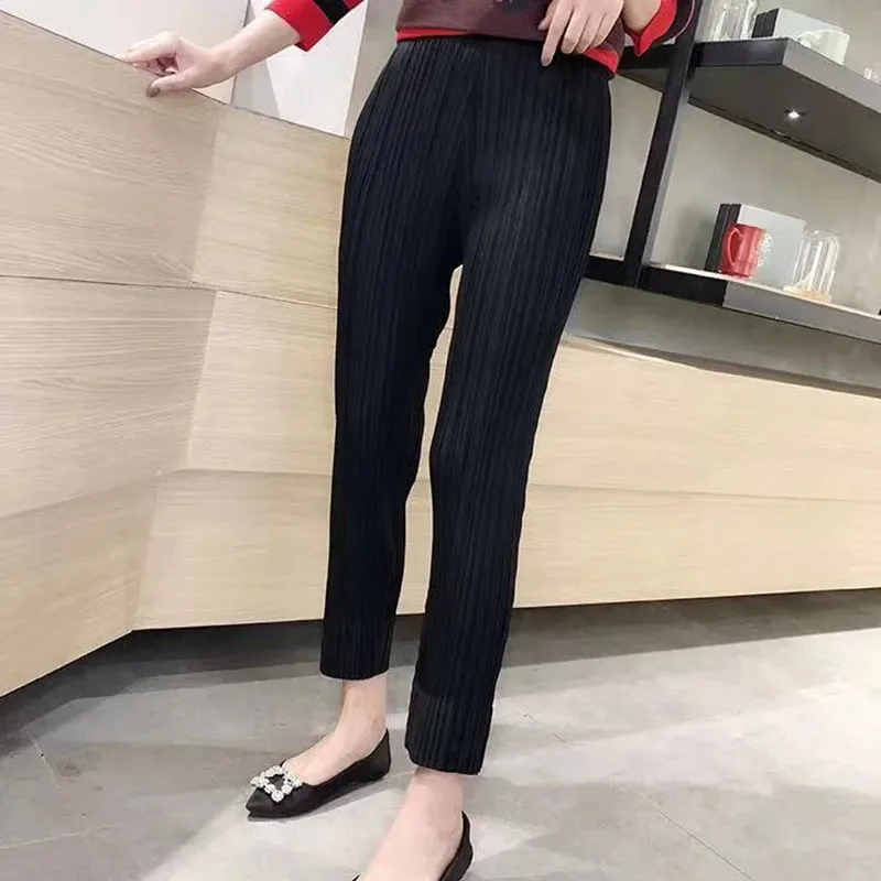 Miyake Pleated Pants Female Spring and Summer Thin Section Loose Slim Versatile Pencil Pants Straight Female