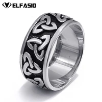 10mm mens womens stainless steel ring band silver black celtic knot jewelry szie 7 13