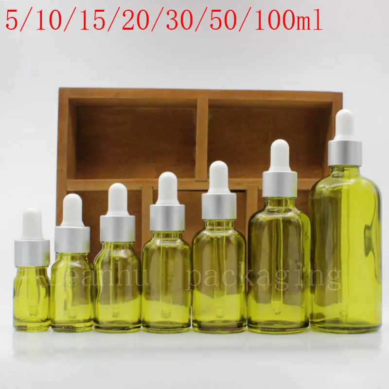 Зеленые бутылки эфирного масла с серебряной капельницей 16 шт многоразовый