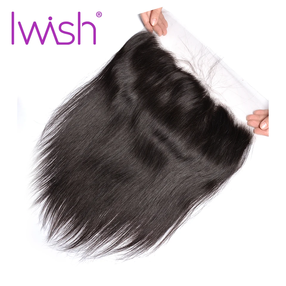 13*6 фронтов Iwish 13x6 Кружева Фронтальная человеческие волосы прямые фронтальные перуанские закрытие уха до уха Кружева Фронтальная застежка Remy