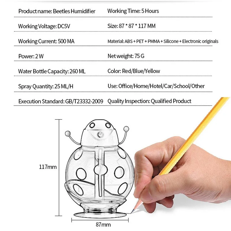 Ladybug Ultrasonic Car Humidifier USB Mini Aroma Essential Oil Diffuser Aromatherapy Mist Maker Home Office | Автомобили и