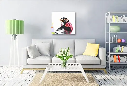 100% Hand Painted Animal Computer Gorilla Modern Wall Art Painting for Living Room Bedroom Kids Home Decor Reading art | Дом и сад