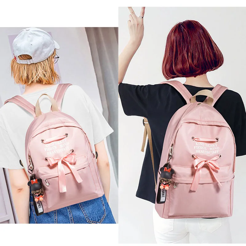 Для женщин рюкзак для студентов с бантом ленты Mochila Feminina Mujer 2019 путешествия