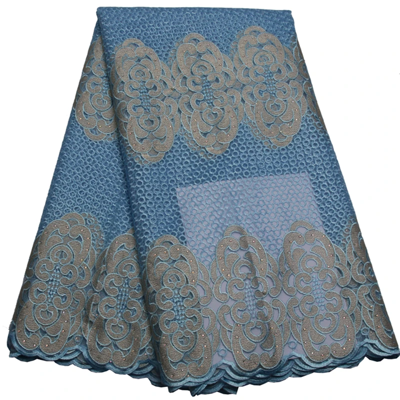 Blue Cotton Nigeria Lace Fabric African Swiss Voile In Switzerland High Quality French Party Dress GD376B-2 | Дом и сад