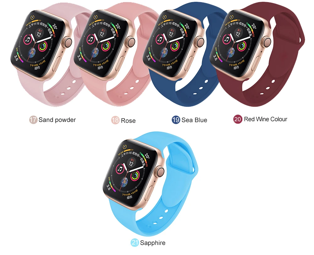 Мягкий силиконовый сменный спортивный ремешок для Apple Watch версии 4, 3, 2, 1, 42 мм, 38 мм, браслет на запястье, ремешок для iWatch 4, 40 мм, 44 мм, спортивный