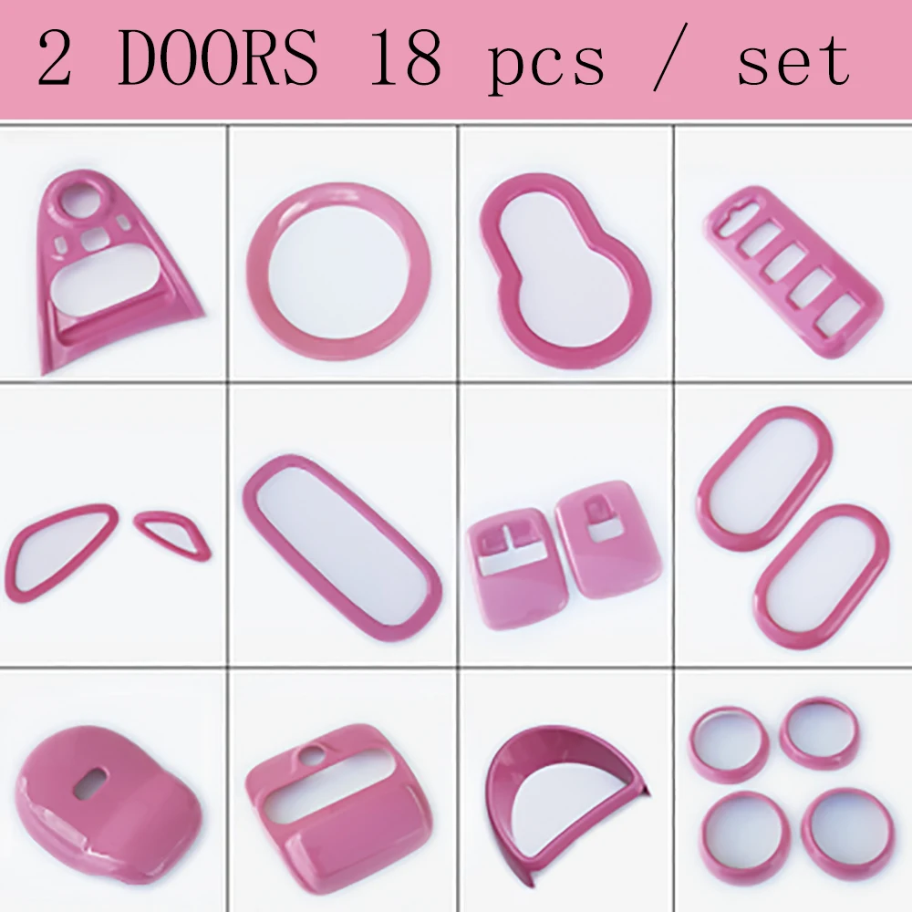 2 doors 18pcs Передняя отделка подлокотник двери, окна, стекло панели переключателя украшения Рамка для Smart Fortwo ForFour 453 автомобильные аксессуары - Название цвета: 2 doors 18pcs