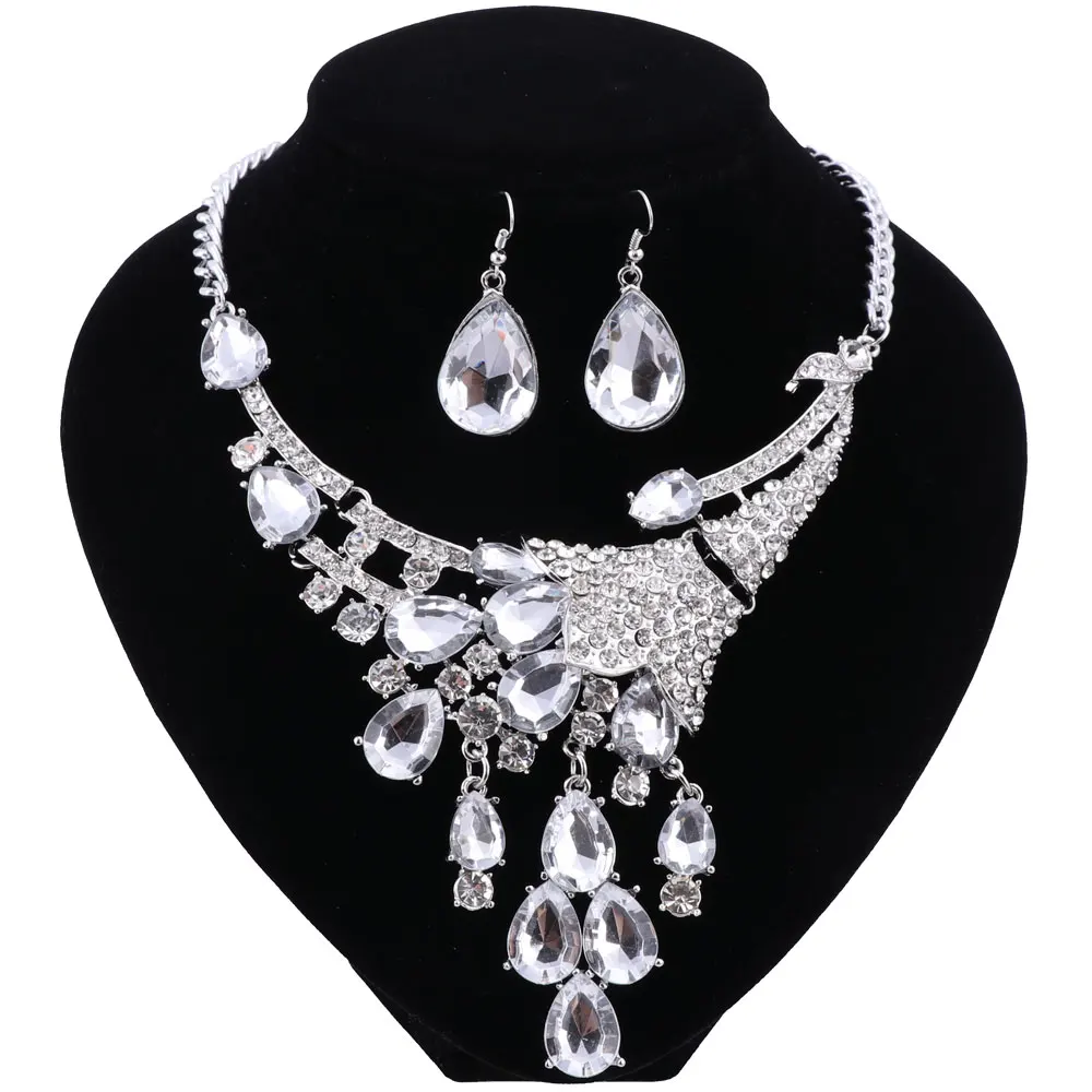 Модное ожерелье серьги ювелирные наборы золотой цвет свадебные женские