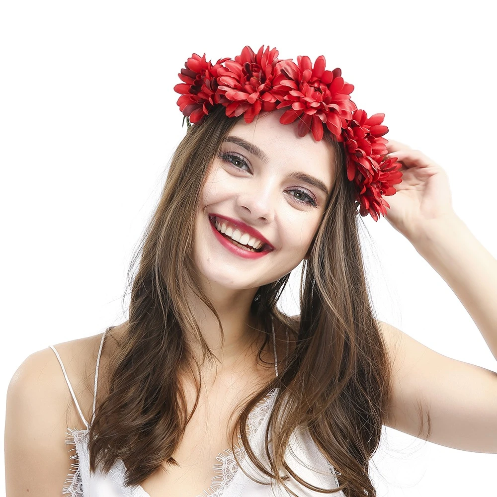 1 шт. Boho пион гирлянда из цветов Женская Корона регулируемые аксессуары для волос фестиваль свадебное платье Танцы реквизит для фото вечеринок