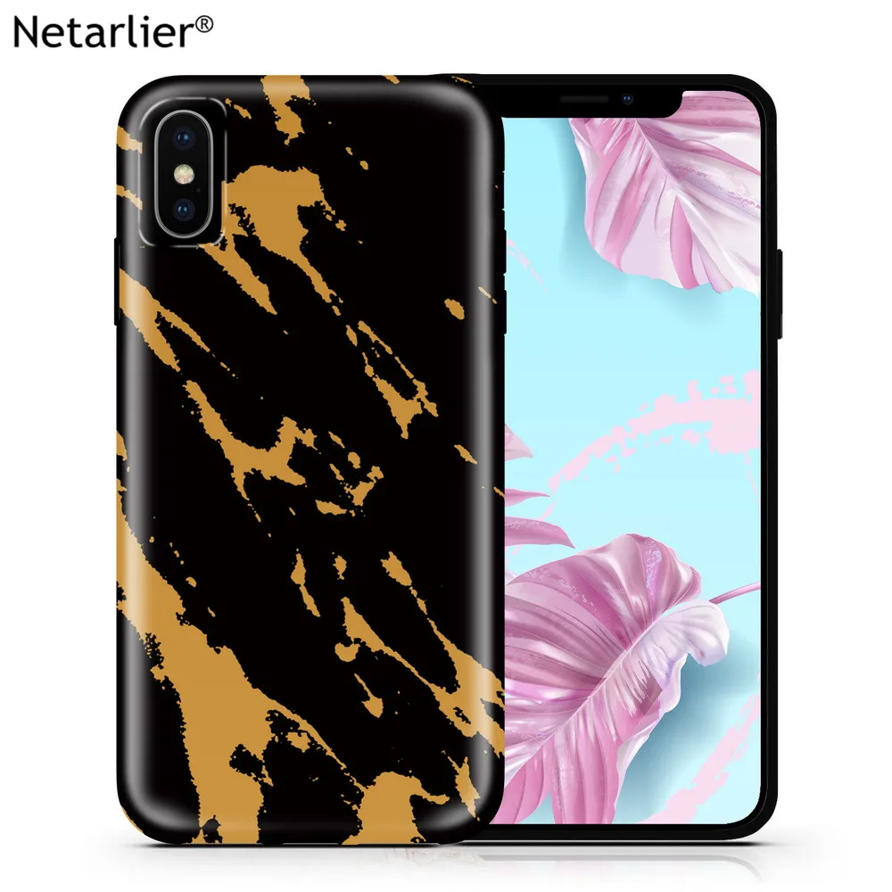 Netarlier Роскошный чехол для телефона iPhone 11 Pro Max Xsmax XR 7Plus ix 8 6 6s черный и Золотой хром