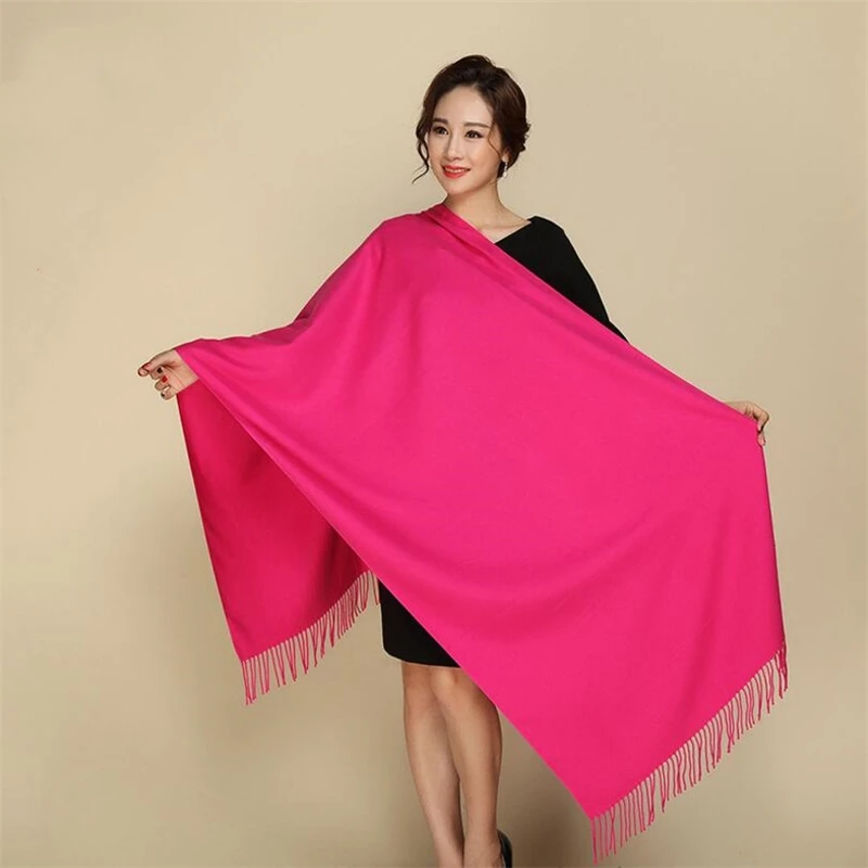 

IANLAN Fashion Dual Use Solid Wraps Womens Acrylic Shawls Ladies Winter Large Cloak Tassels Pashmina Long Scarves IL00138
