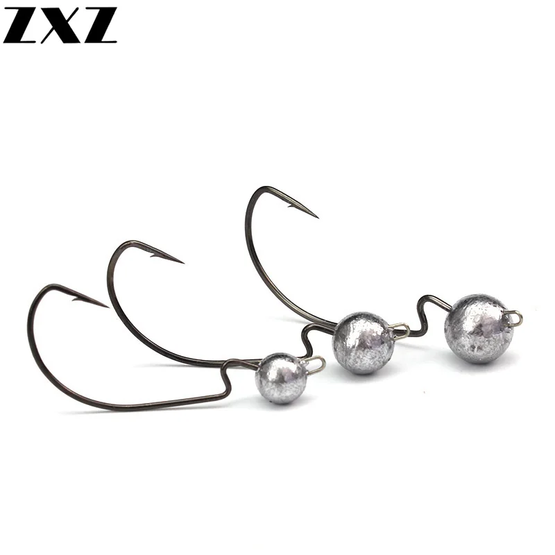 

5PCS Crank Lead Head Jig Sharp Worm Hooks 3.8g/7.5g/10.5g Jig Heads Hooks Artificial Bait Worms Soft Lure Fishing Accessories