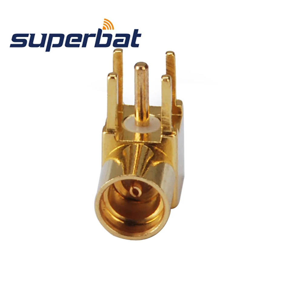 

Superbat 10pcs MMCX thru hole Female Right Angle PCB Mount with Solder Post RF Coaxial Connector