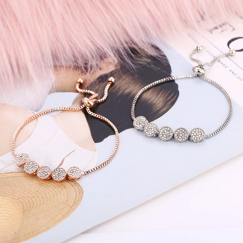 

WNGMNGL New Fashion Adjustable Gold Bracelets For Women Shiny Crystal Silver Color Chain Bangle & Trendy Bracelet Jewelry Gift