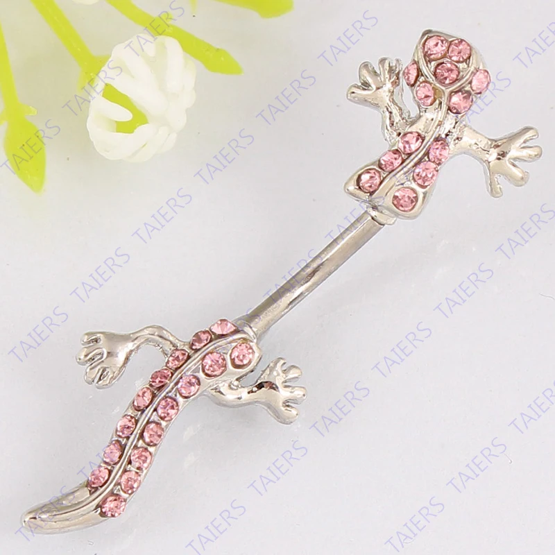 Ювелирные изделия для пирсинга пупка Gecko Двухцветные прозрачные розовые