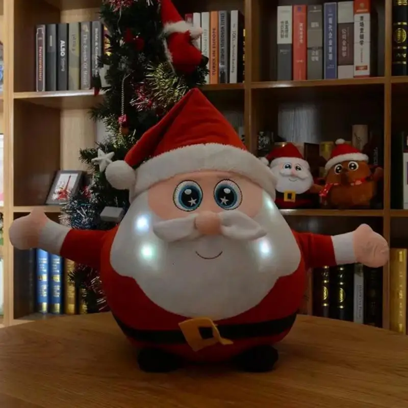 Освещение пение звук мягкого плюша Игрушечные лошадки Рождество Санта Клаус