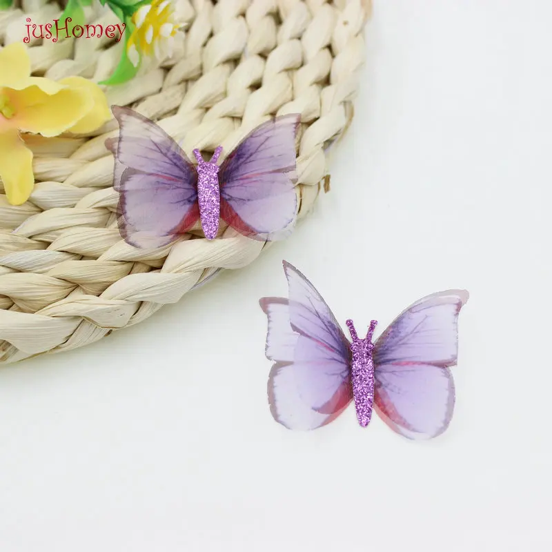 56 шт. градиентная блестящая ткань из органзы с аппликацией бабочки 48 мм