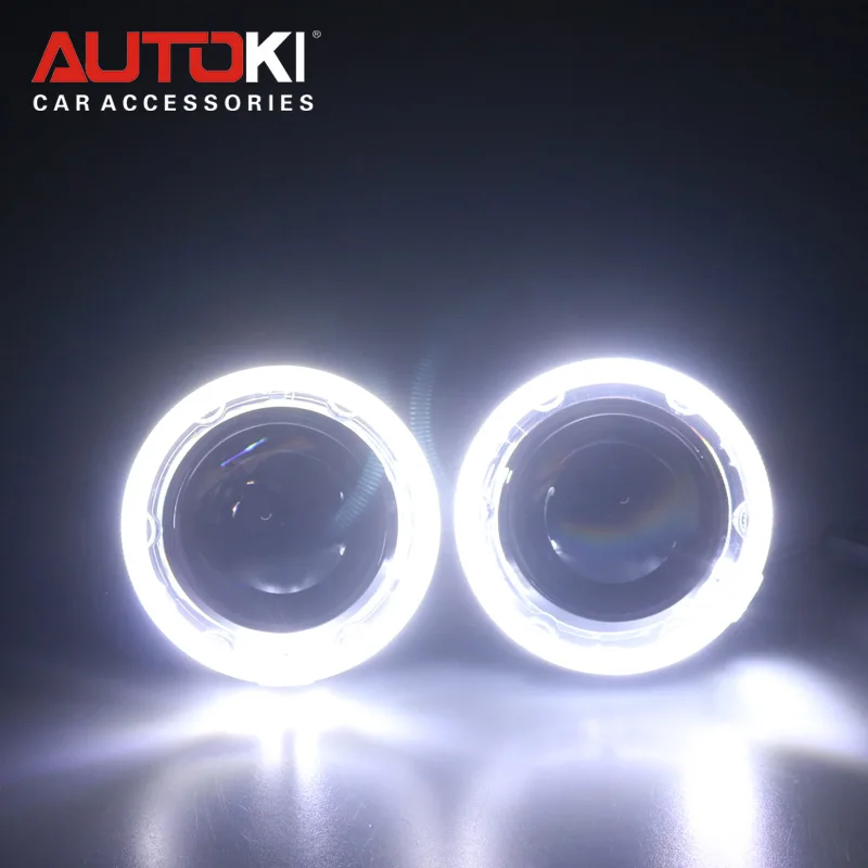 Autoki 2 5 дюймов HID Автомобильная Лампа дневного света + GTI Светодиодные глаза ангела