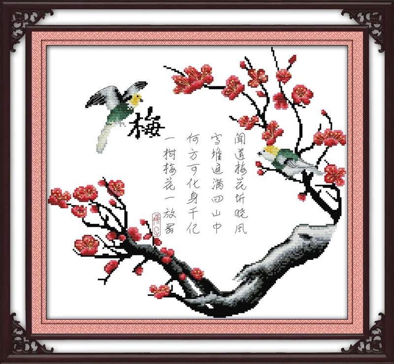 Сливы Орхидея бамбук вышивка крестиком комплект цветок 18ct 14ct 11ct подсчет печатных