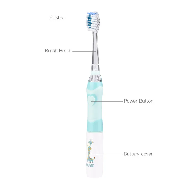 

seago Children Cartoon Electric Tooth Ultrasonic Sonic Tooth Brush LED Light Baby Teethbrush Waterproof Dental Brush Battery